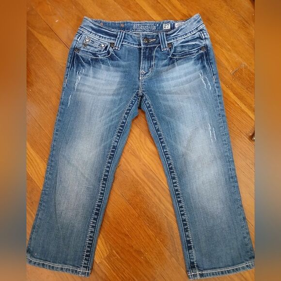 Miss Me Capri Jeans Embellished Applique & Rhinestones Size 27 - Picture 1 of 11